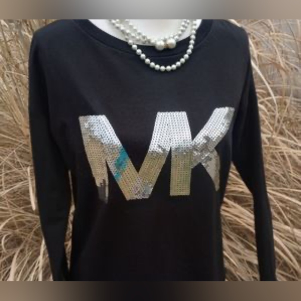 Michael Kors Silver Sequin Logo Sweater